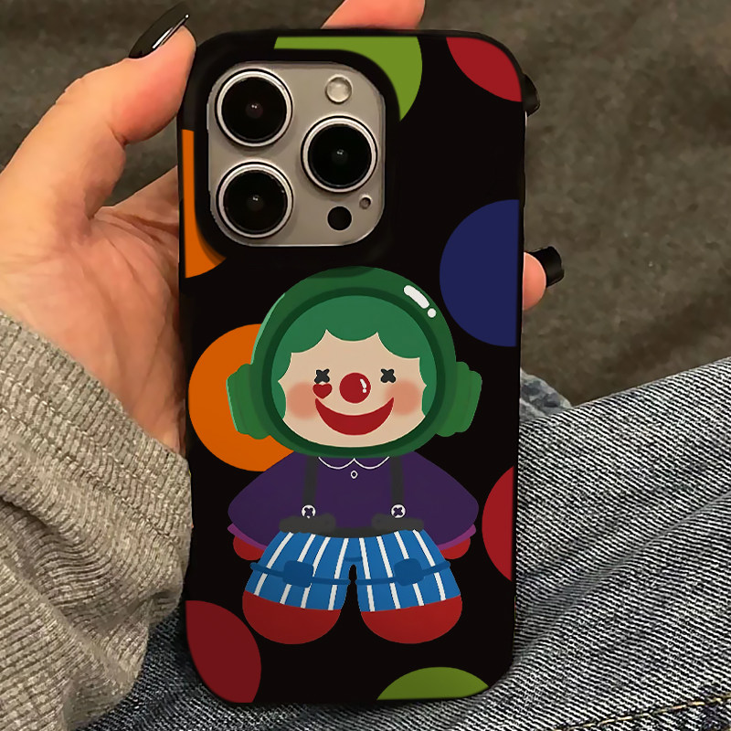 彩色听歌小丑适用苹果16promax手机壳iphone14pro新款13promax卡通12日韩可爱11全包15防摔17pro黑色果冻壳17