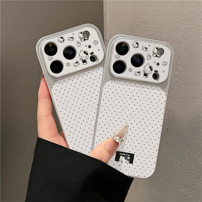 波点猫咪适用苹果16promax手机壳iphone15新款13少女12金属秒变14保护套小米17pro防摔华为p70荣耀oppofindx9