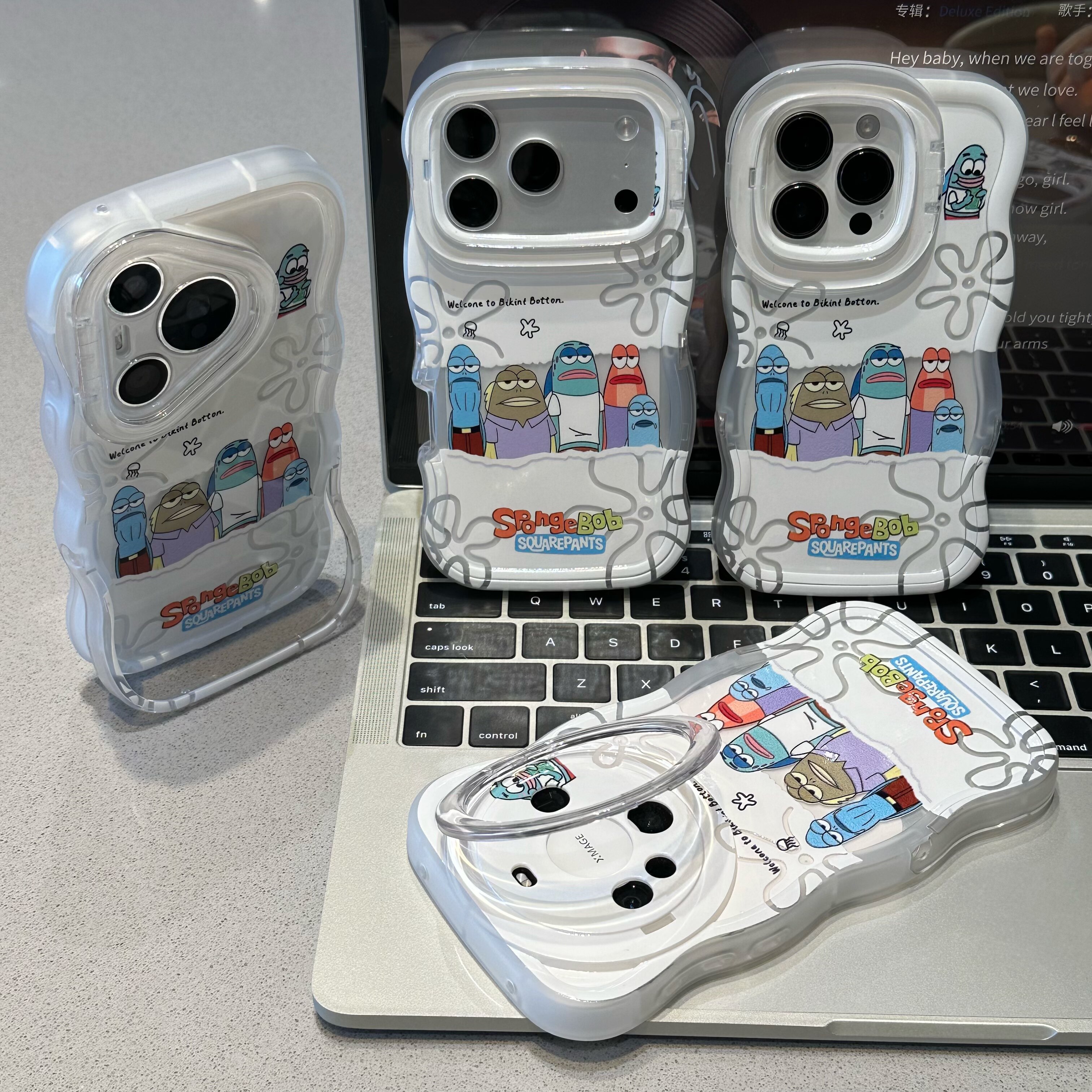 无语鱼板凳双支架适用iPhone17promax手机壳13苹果16pro可爱15小米17pro红米oppo荣耀vivo华为p70新款12/11潮