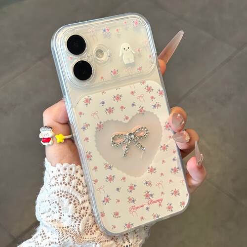 碎花兔适用苹果16promax手机壳mate80华为p90韩系蝴蝶结OPPOReno15红米K90卡通14vivos50小米17pro荣耀magic8