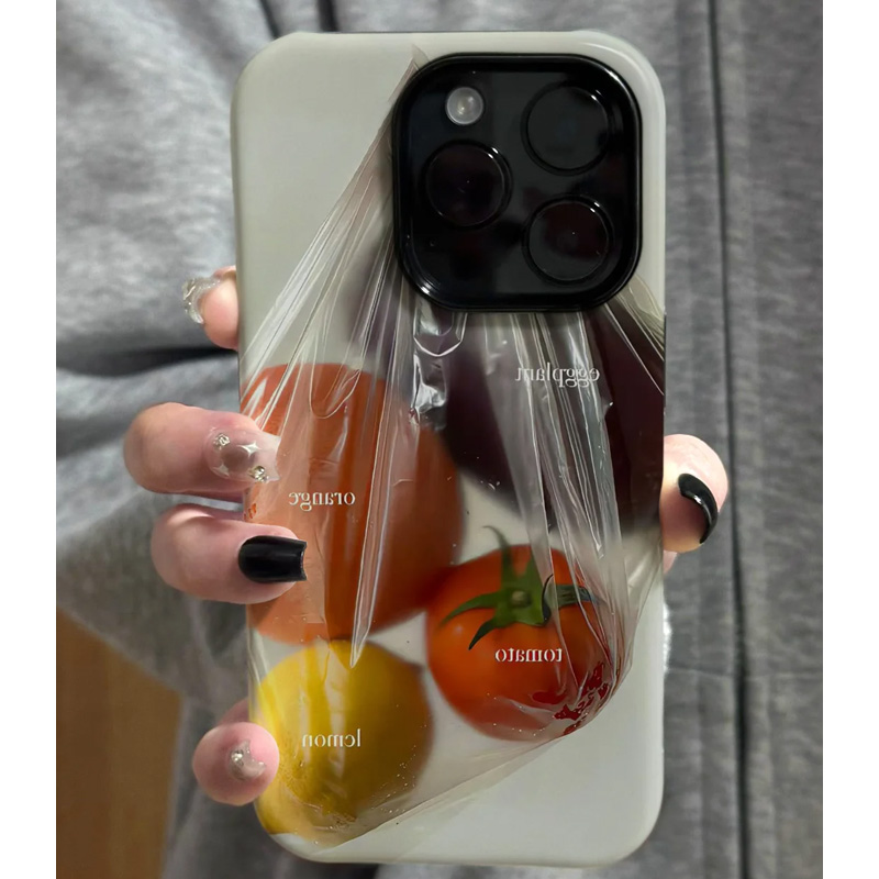 袋子水果磨砂菲林适用苹果16pro手机壳iPhone15promax可爱13华为mate60新款p70潮vivo小米14红米k70荣耀oppo
