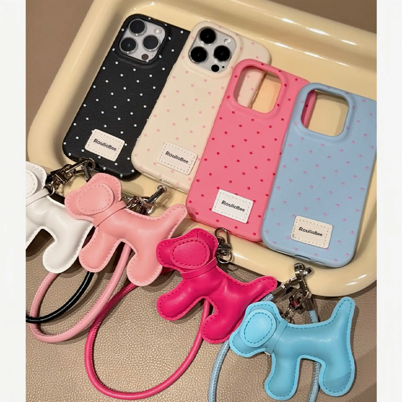 ins波点小狗狗适用苹果16promax手机壳iphone14pro新款15promax日韩可爱13小众12保护套11皮纹软壳mate60挂件