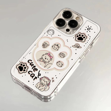猫爪框猫咪适用苹果15promax手机壳iphone12/11可爱mate60透明红米note13防摔小米14华为pura70荣耀vivoppo软