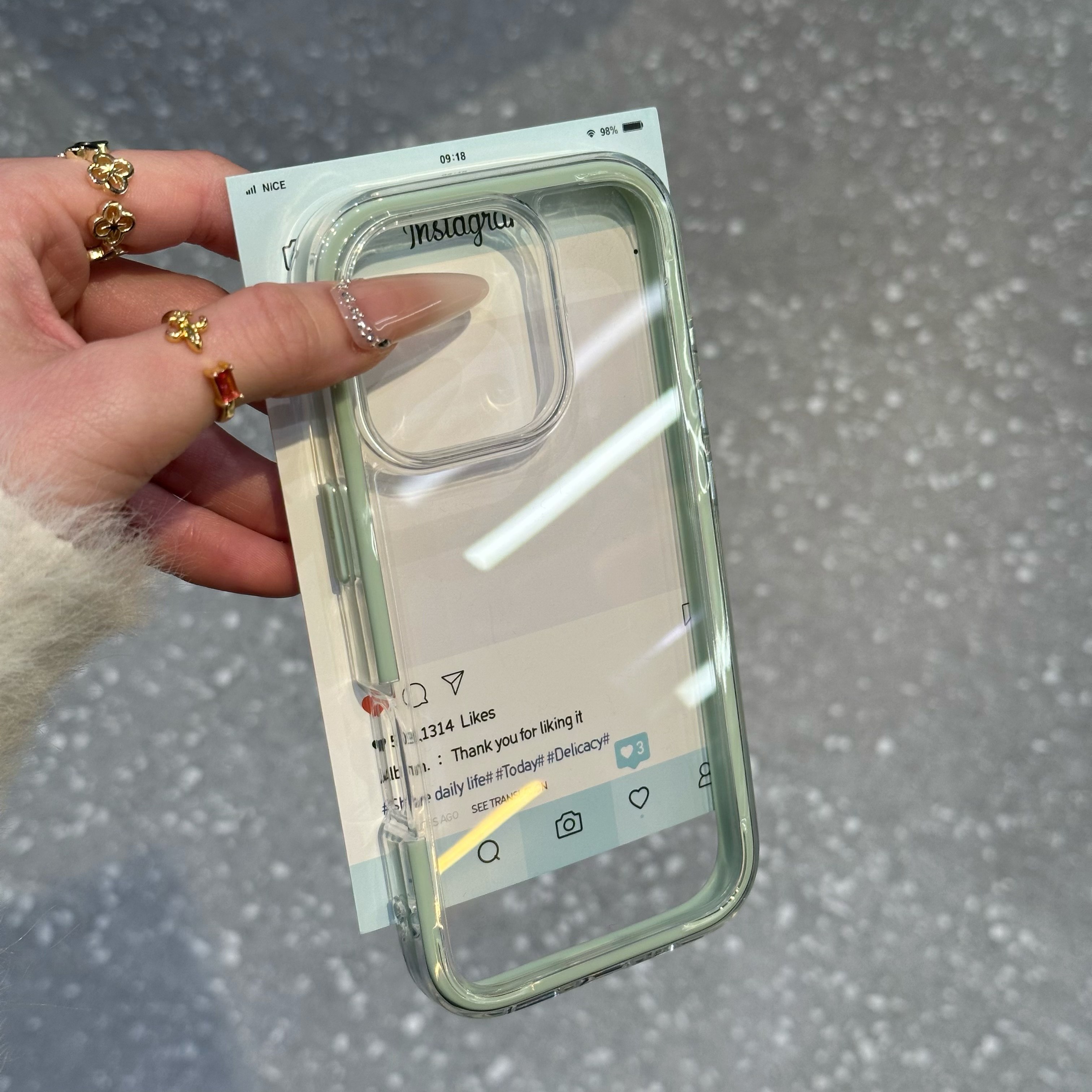 简约浅绿边框透明适用苹果17promax手机壳iPhone16pro新款14pro三合一13亚克力华为p80防摔小米15荣耀保护套