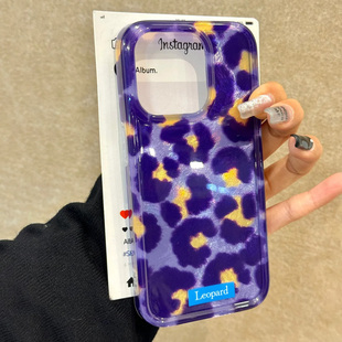 暗夜紫豹纹适用苹果15promax手机壳iphone16pro个性12华为mate60新款pura70vivo小米14红米note13荣耀oppok70