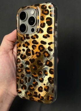 金灿灿豹纹适用苹果15promax手机壳iphone16pro个性12华为mate60新款pura70vivo小米14红米note13荣耀oppok70