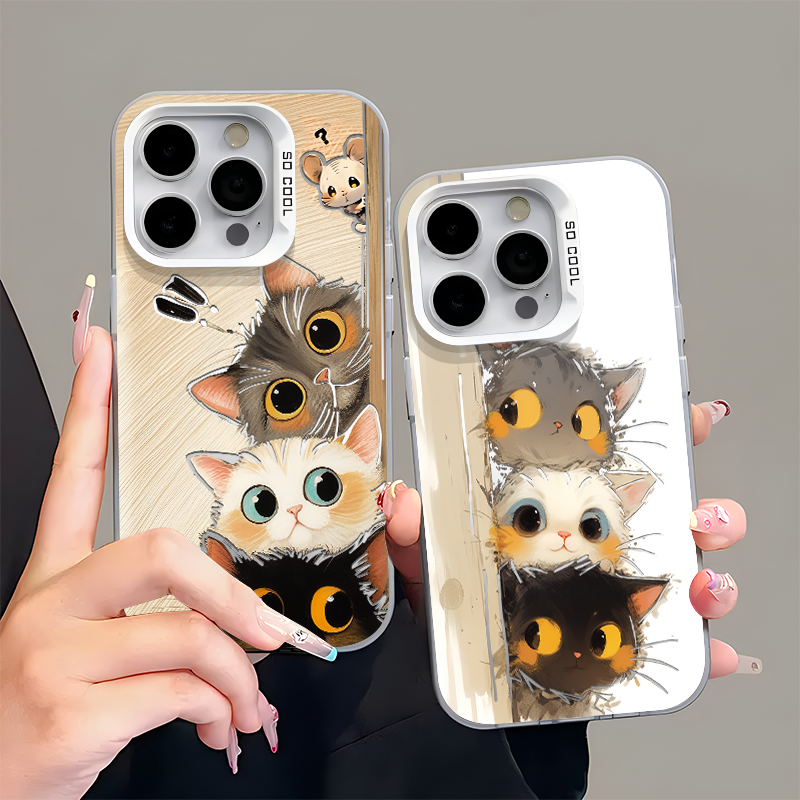 可爱猫咪适用苹果16promax手机壳iPhone15新款13华为mate60/p70荣耀x50彩银Reno12保护套vivos19小米14女oppo