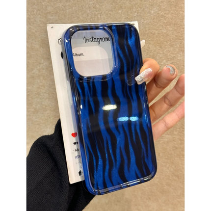 蓝斑马纹适用苹果15promax手机壳iphone16pro小众12华为mate60新款pura70/vivo小米14红米note13荣耀oppok70