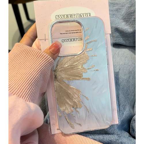 小众创意微浮雕羽纱手机壳蝴蝶