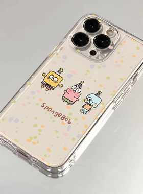 海绵宝宝适用苹果16手机壳iPhone15promax新款华为mate60红米note13卡通p70小米14软壳vivoo荣耀oppo防摔k70