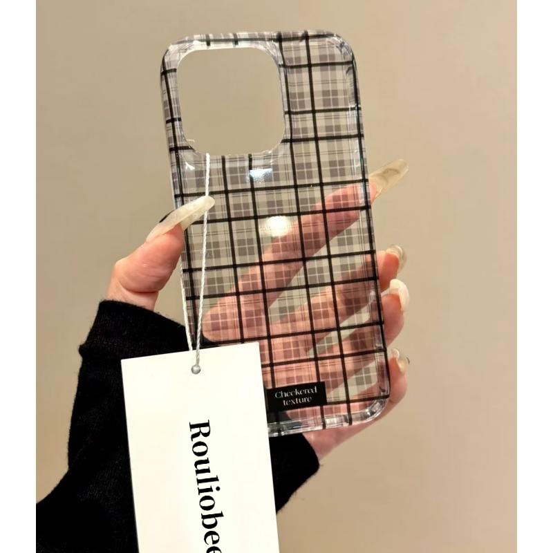 黑色格纹适用iphone16promax手机壳14苹果13透明14华为mate70个性vivox200小米15防摔oppo软壳红米k80荣耀300