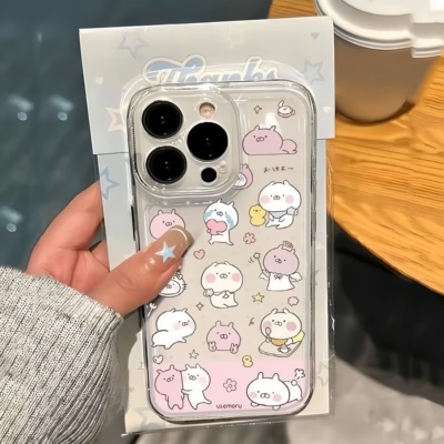 可爱兔丸子适用iPhone16promax手机壳14苹果13透明12华为mate70p卡通vivox200小米15防摔oppo软壳红米k80荣耀