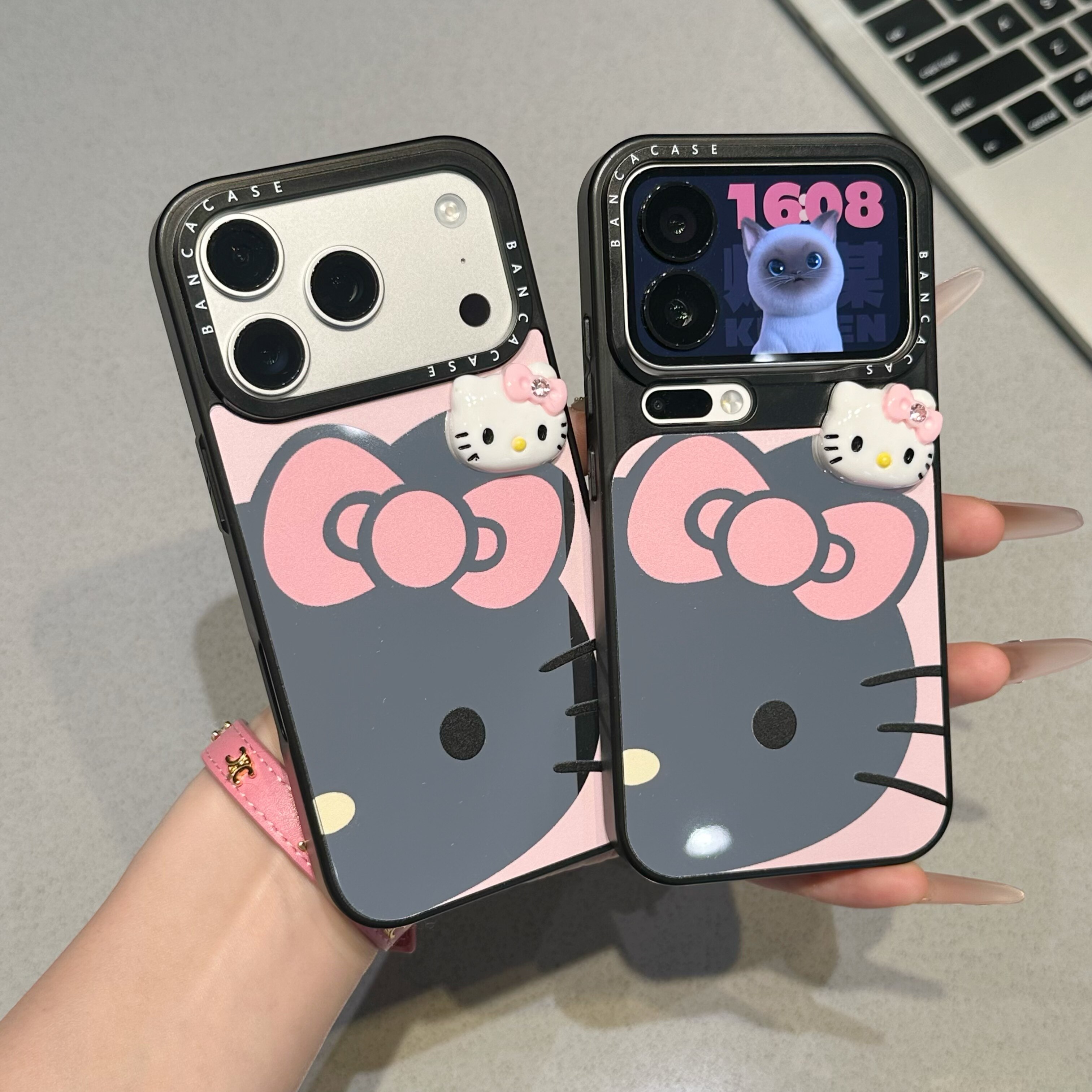 大脸猫咪适用iPhone16promax手机壳13苹果15卡通12华为p70nova14小米17pro荣耀300潮牌镜面vivoppo红米14可爱