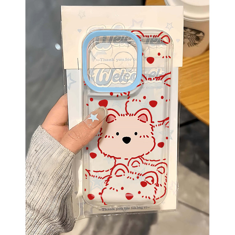 红线条狗适用iPhone16promax手机壳苹果13透明华为mate70p可爱卡通vivox200小米15防摔oppo软壳红米k80荣耀70
