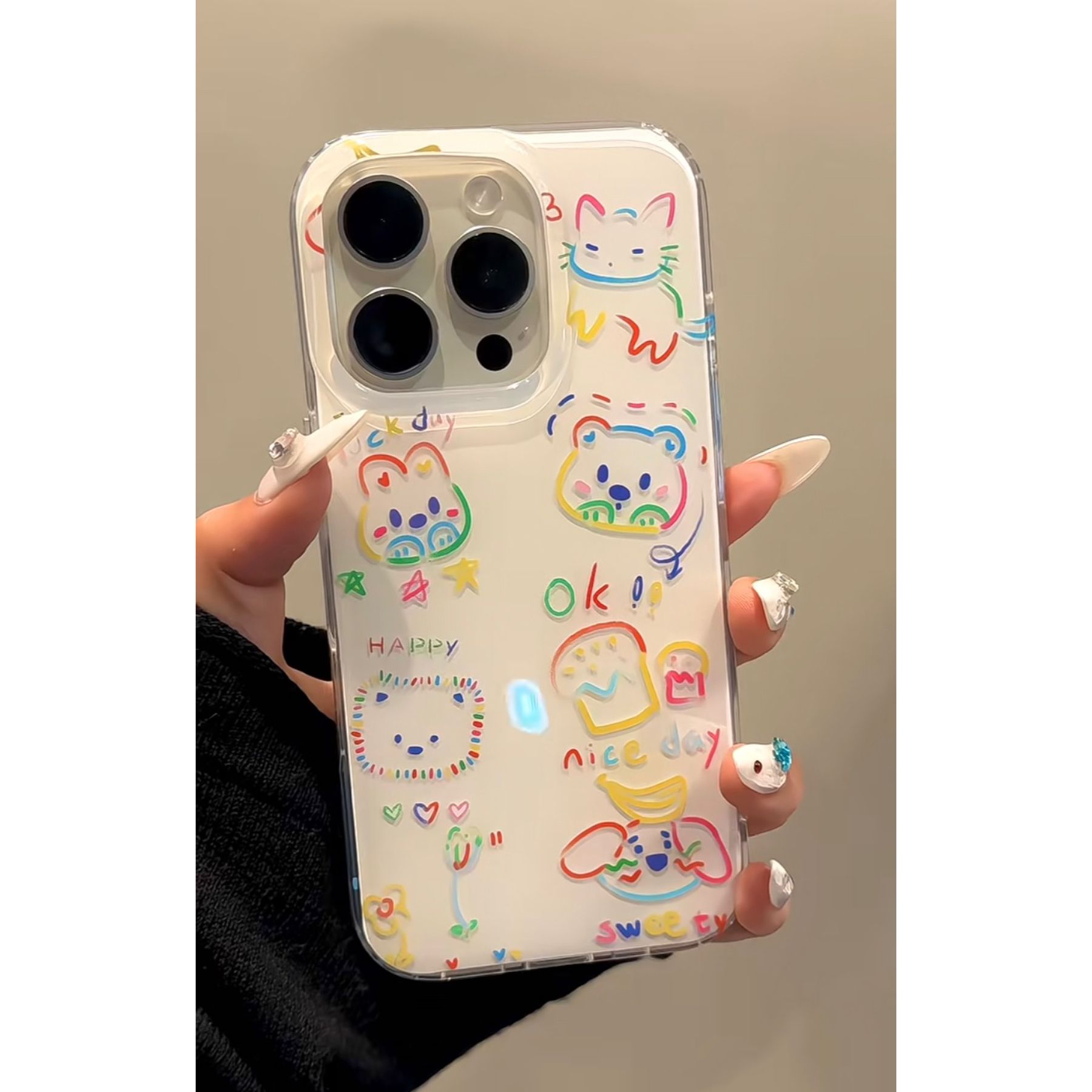 涂鸦动物适用iPhone16pro手机壳13苹果15promax个性12女11华为p70新款卡通vivoIQOOz9x小米14红米k80荣耀oppo