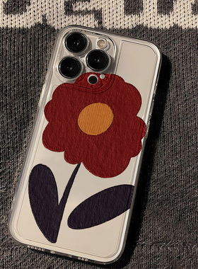 小红花适用苹果16promax手机壳iphone15新款mate60透明14红米note13防摔k70小米华为pura70软壳vivoppo荣耀90