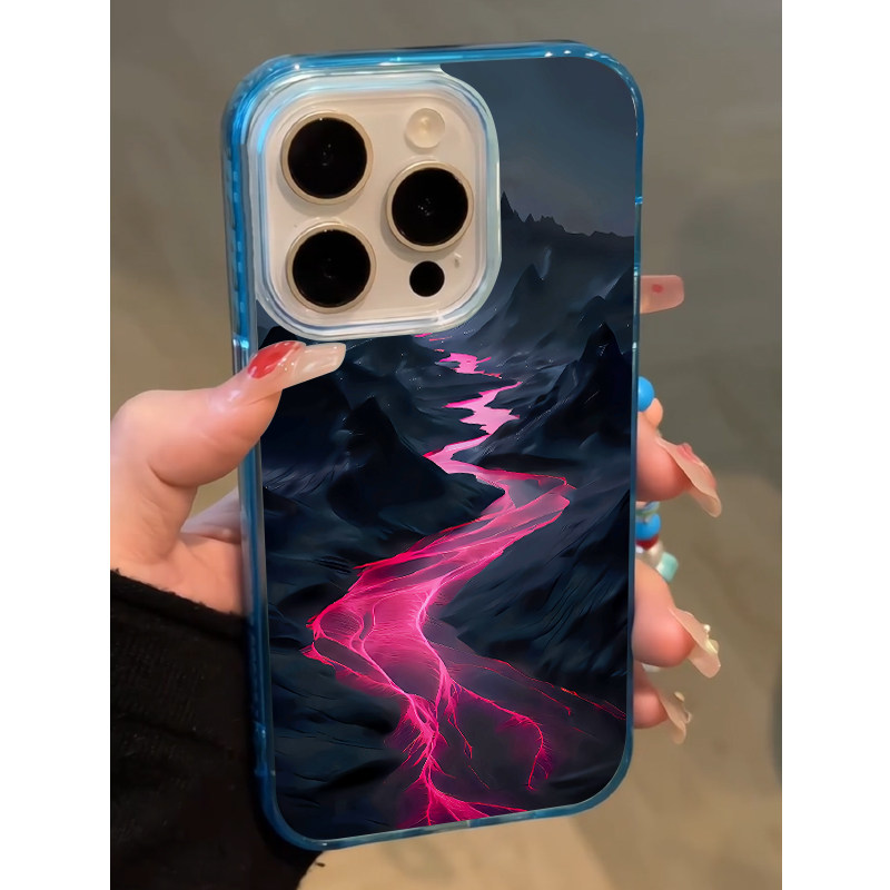 艺术山脉适用苹果15promax手机壳iPhone16pro新款冰透蓝13趣味小众12个性软壳11防摔14pro保护套男款山峰插画
