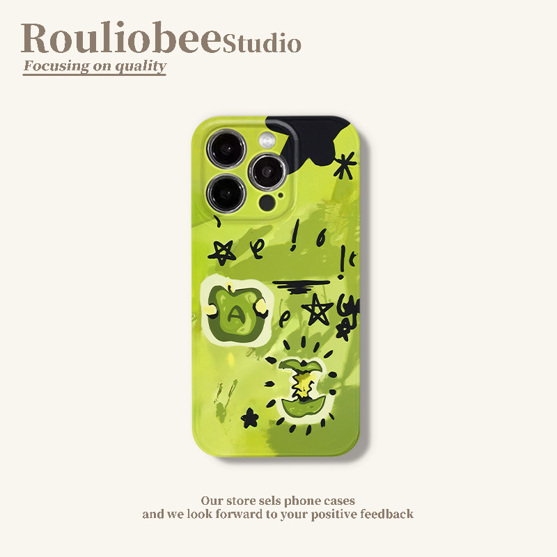 青苹果适用16promax手机壳iPhone15pro小清新13华为mate60新款p70vivo小米15红米k80荣耀oppo菲林14亮面硬壳