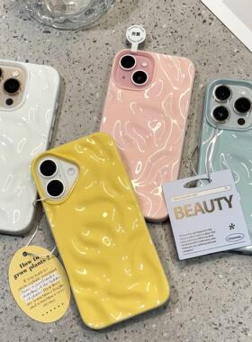高颜值褶皱适用苹果16promax手机壳iphone15pro新款14简约13日韩12保护套11华为mate70软壳p60防摔荣耀300潮