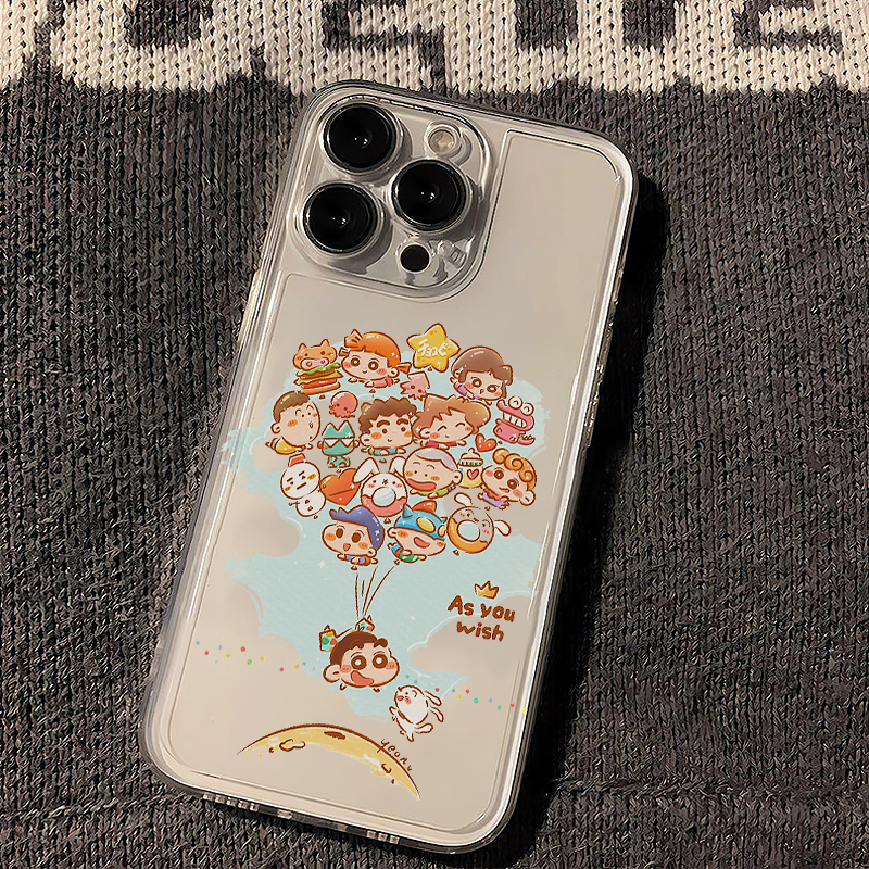 气球小新适用苹果16手机壳iPhone15promax新款华为mate60红米note13卡通k70小米14软壳vivoos19荣耀oppo透明