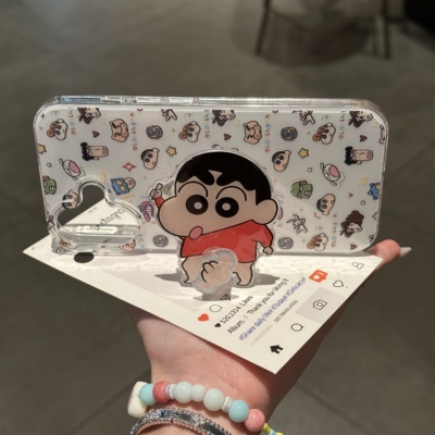 涂鸦小新适用iPhone16pro手机壳14苹果15promax可爱12/11华为mate70新款k80旋转支架vivo小米15荣耀oppo双层