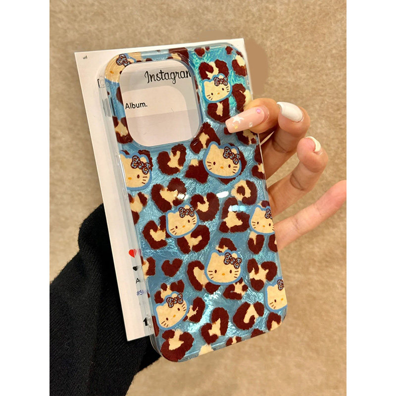 蓝色豹纹适用苹果15promax手机壳iphone16pro可爱12华为mate60新款pura70/vivo小米14红米note13荣耀oppok70