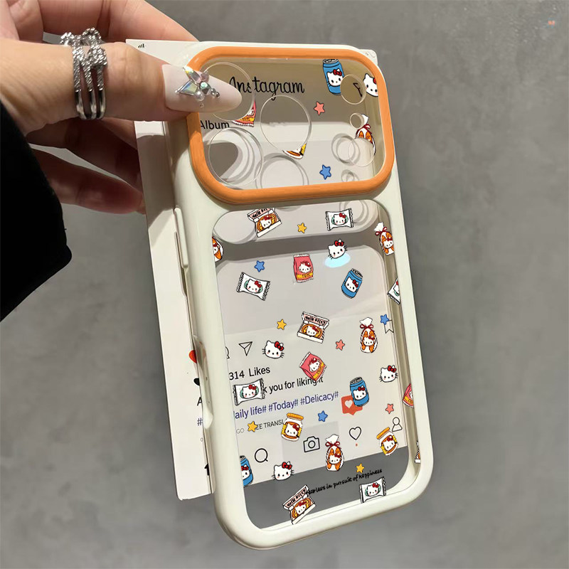 罐子猫咪适用苹果16promax手机壳iPhone17promax新款17全包15pro透明13保护套14pro全包防摔16plus撞色视窗女