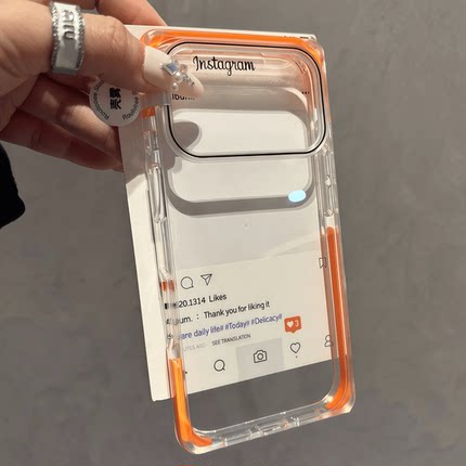 高颜值撞色方块壳适用iPhone17promax手机壳15pro防摔17苹果17PRO情侣保护套16苹果16promax透明15简约橙色壳