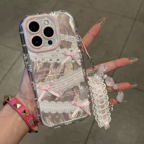 蕾丝蝴蝶结适用苹果15promax手机壳iPhone16pro挂坠12女11华为mate60新款p70时尚vivo小米14红米荣耀oppok70