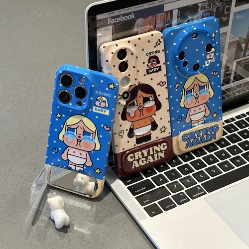 趣味哭娃镜面支架手机壳菲林