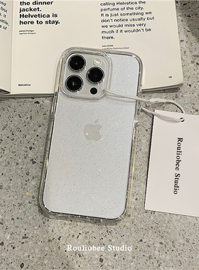 韩国ins小众简约透明闪粉适用iphone15proMax苹果13手机壳全包12女款15全包16plus保护套11软16个性14pro创意