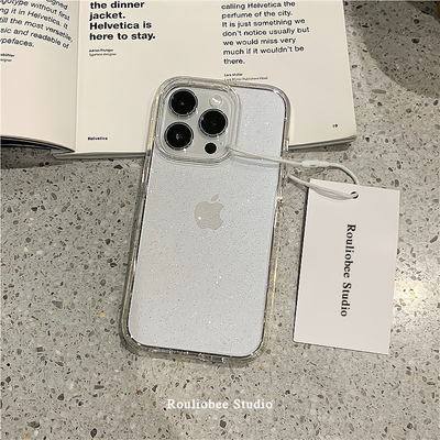 韩国ins小众简约透明闪粉软防摔