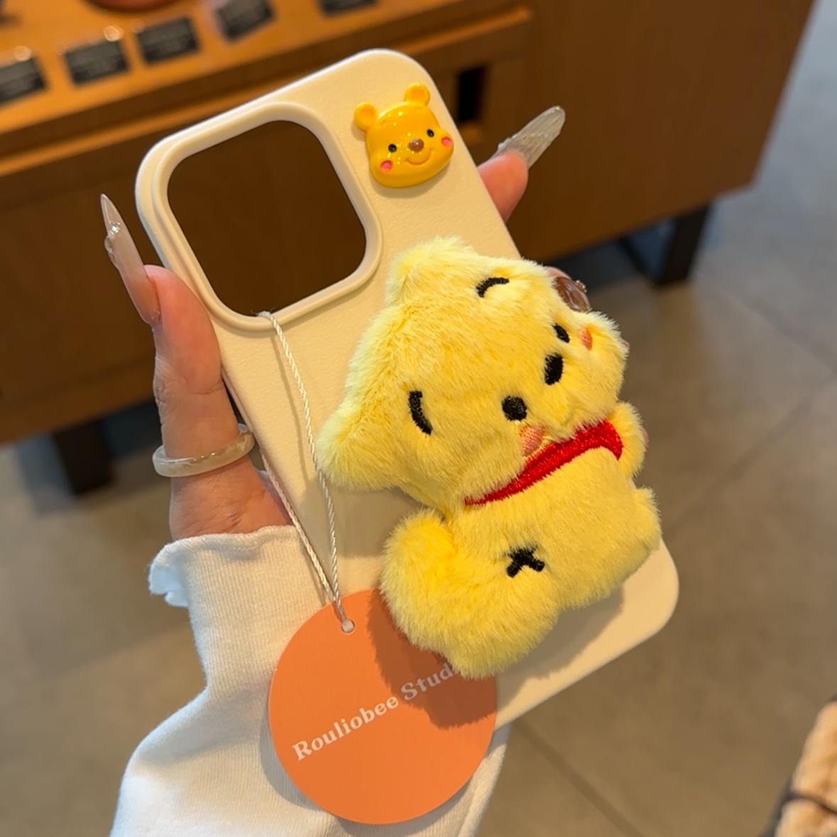 可爱卡通毛绒维尼熊公仔手机壳
