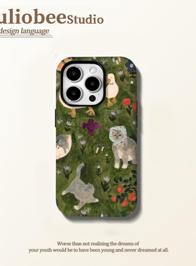 绿油油猫咪适用苹果16pro手机壳iphone15promax小众13华为mate60新款17/p70卡通vivo小米14红米k70荣耀oppo套
