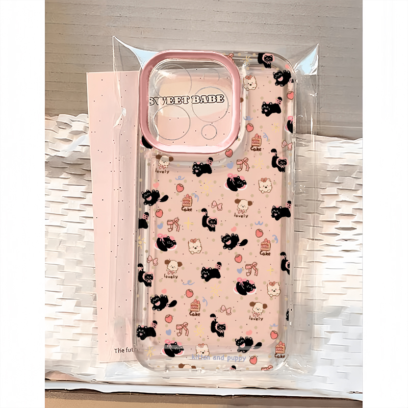 草莓小猫适用苹果16手机壳iPhone15promax新款华为mate60红米note13卡通k70小米14软壳vivoos19荣耀oppo透明