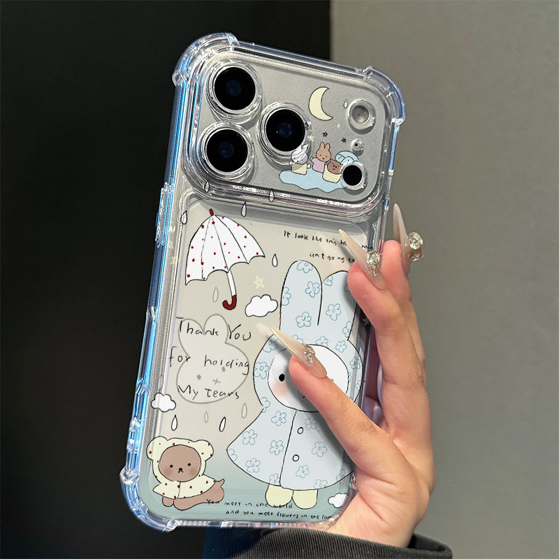蓝雨衣小兔适用iPhone17promax手机壳15苹果16pro华为mate80小米17荣耀500卡通VIVOx300防摔OPPO红米note14女