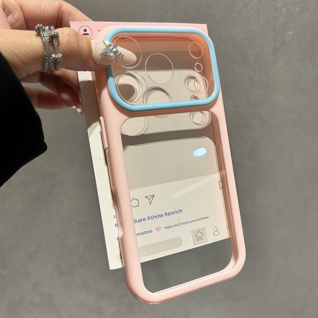 糖果色撞色视窗适用iPhone17ProMax手机壳苹果16promax新款18简约14日韩13保护套15promax全包防摔12时尚透明