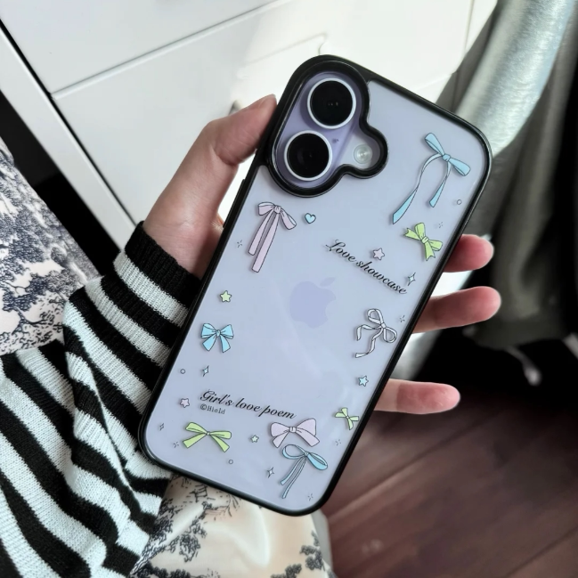 ins风彩色蝴蝶结适用苹果16promax手机壳iphone14pro新款13清新12文艺11保护套17promax防摔15plus透明亚克力