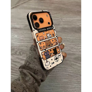趣味猫咪框框适用苹果16promax手机壳iphone14pro新款13卡通12创意网红11保护套15promax全包防摔三合一17pro