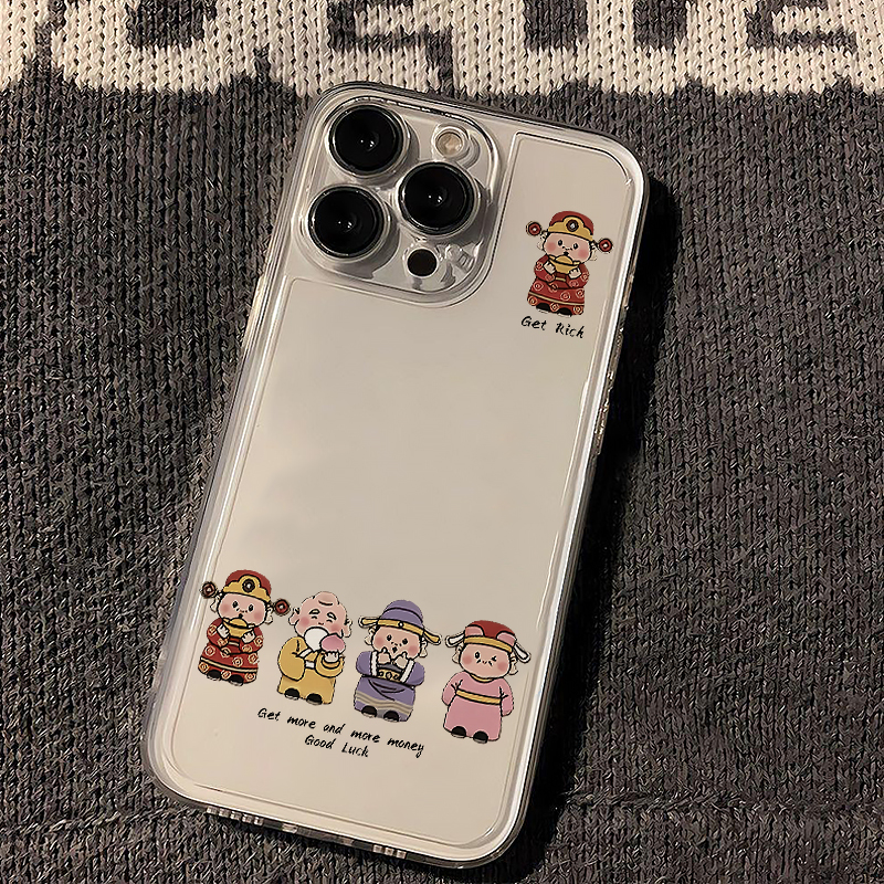 可爱小财神适用苹果16promax手机壳iphone15新款mate60透明14红米note13国风k70小米华为pura70软vivoppo荣耀