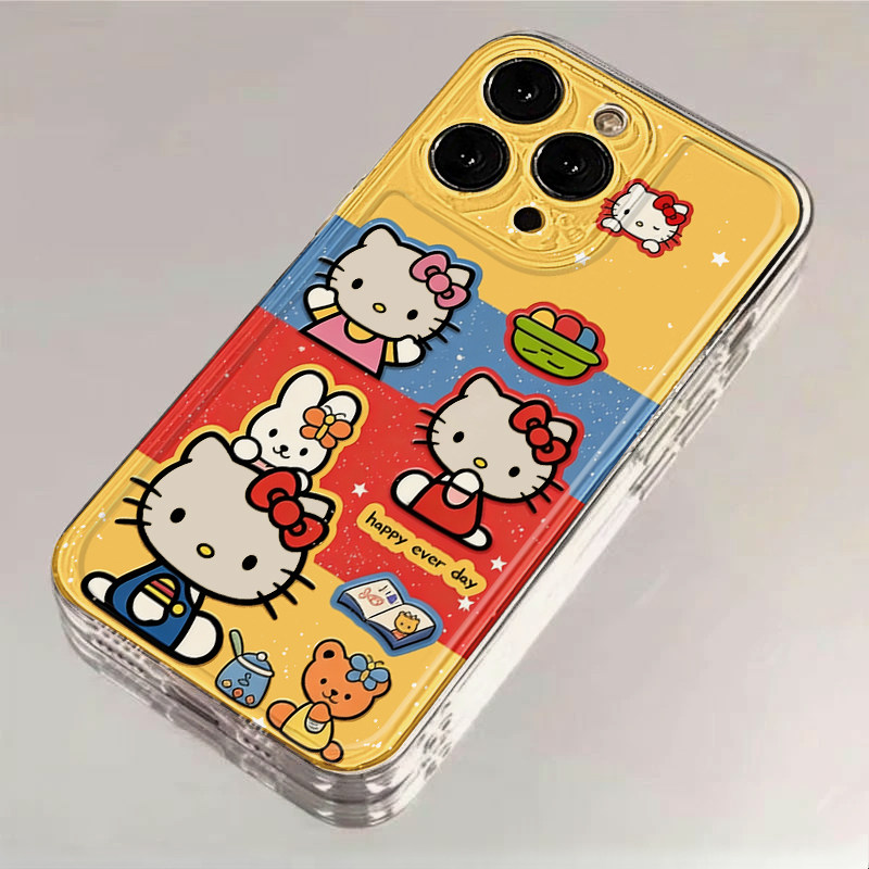 撞色涂鸦猫咪适用IPhone17promax手机壳15苹果16透明14华为p80童趣vivos30小米17防摔oppo软壳红米k90荣耀500