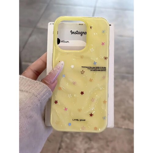 ins线条五角星适用苹果16promax女款手机壳iphone14pro新款13高颜值12韩系11保护套17pro防摔15plus立体褶皱