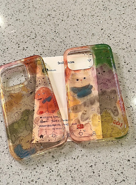 涂鸦卡通适用苹果16promax手机壳iphone15新款mate60彩色14红米note13防摔k70小米华为pura70软壳vivoppo荣耀