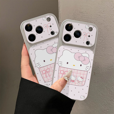 波点粉猫咪适用苹果16promax手机壳iphone15新款13创意12电镀壳14保护套小米17pro防摔华为p70荣耀oppofindx9