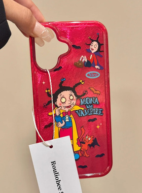 红色蒙娜适用苹果15promax手机壳iphone16pro搞怪12华为mate60新款pura70/vivo小米14红米note13荣耀oppok70