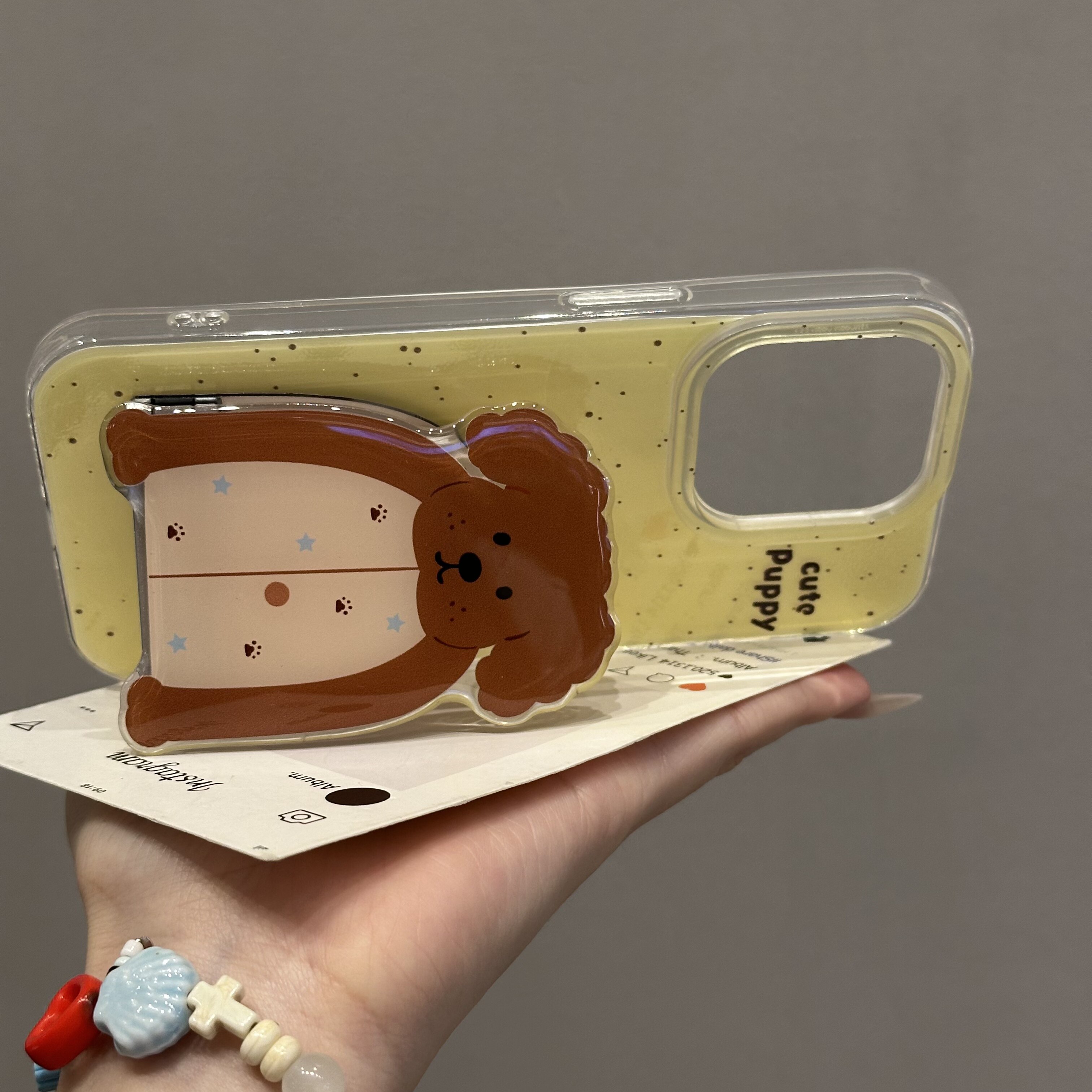 棕色狗狗镜子支架适用iPhone16promax手机壳14苹果15pro可爱12女11华为mate70新款k80创意vivo小米15荣耀oppo