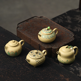 本绿 葫芦 大彬圈钮 宜兴紫砂 金银绘画 照夜清 闲庭茶器 长安