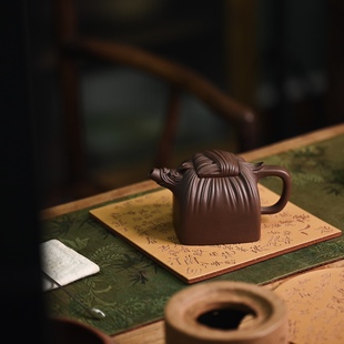 龙头印包壶 老紫泥 闲庭茶器 复刻大师原作 220cc 紫砂壶 重器