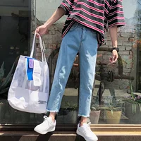 Трендовые джинсы для школьников и студентов, штаны, в корейском стиле