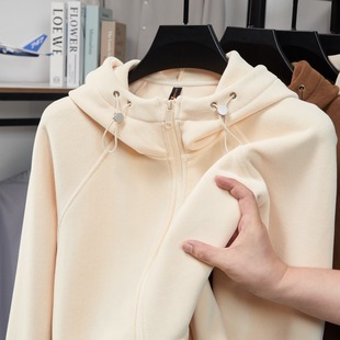 2025秋冬新款 情侣抓绒衣加绒加厚双面奥粒绒连帽卫衣外套防寒上衣